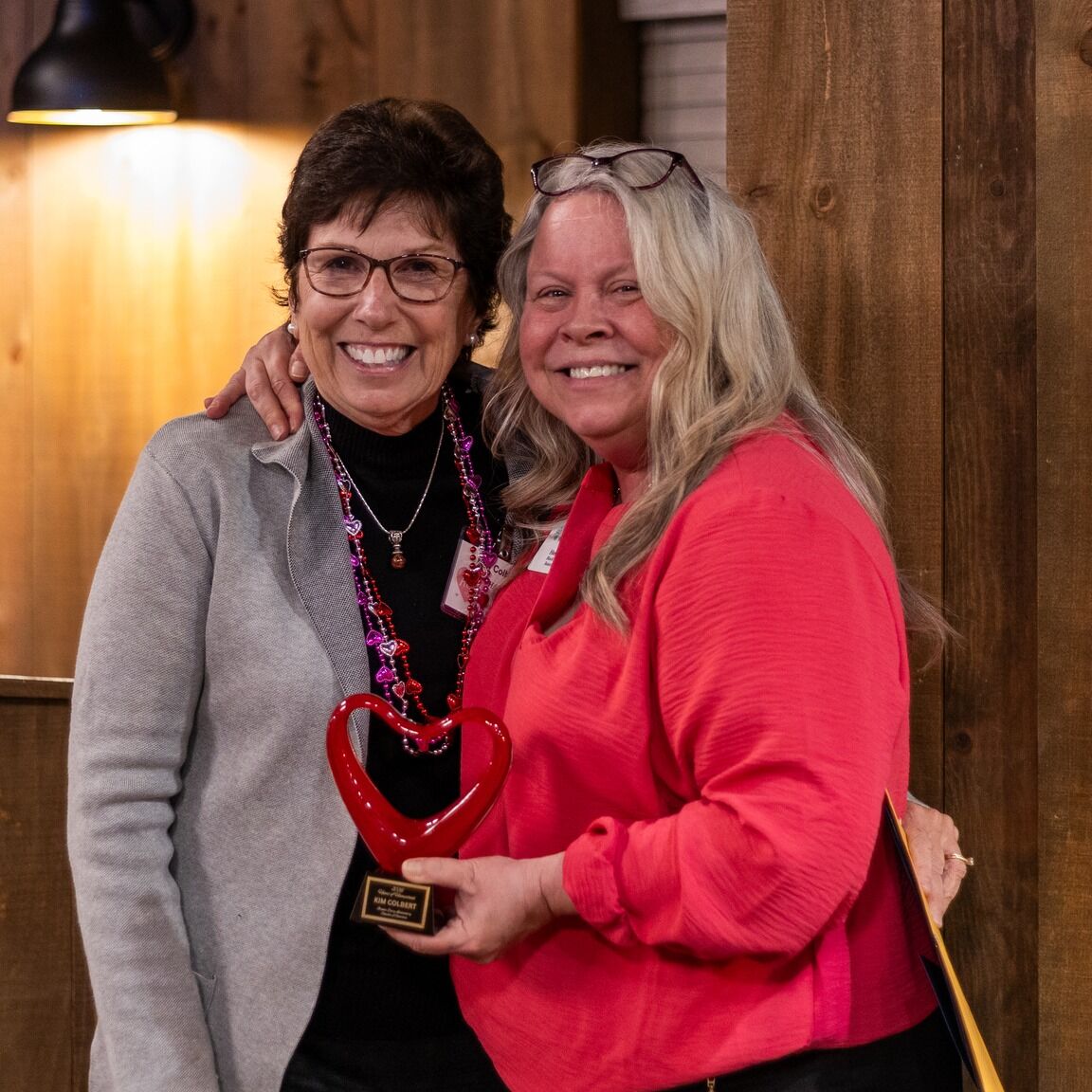 two women smiling